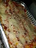Lasaña de pollo desmenuzado