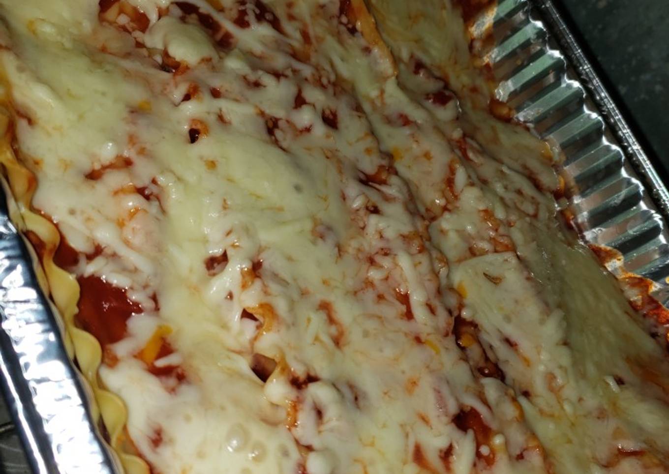 Lasaña de pollo desmenuzado