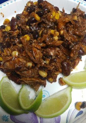 A picture of Chicken, Beans and Corn.