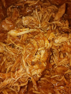 A picture of Dr. Pepper Pulled Chicken.