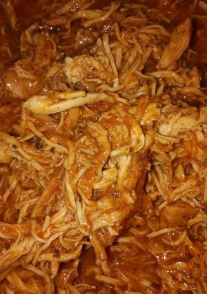 A picture of Dr. Pepper Pulled Chicken.