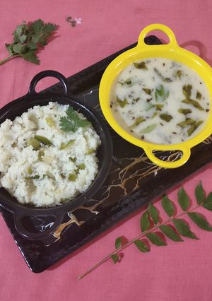 A picture of Falahari moraiya Khichdi and kadhi.