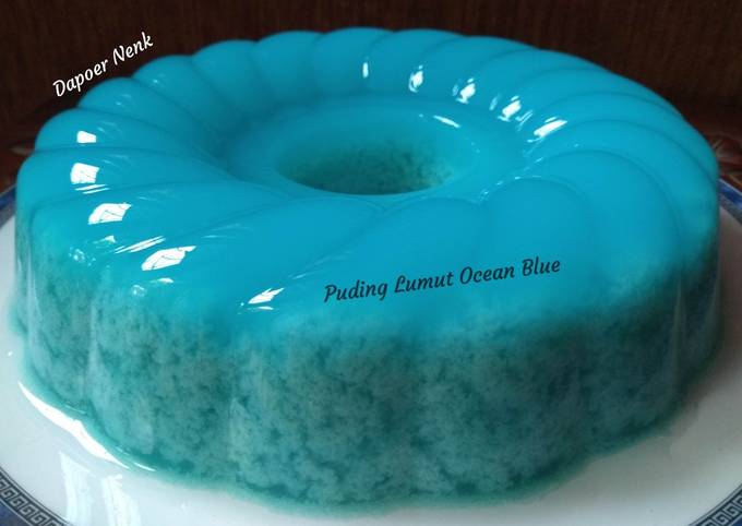 Cara Masakan Resep Puding Lumut Ocean Blue