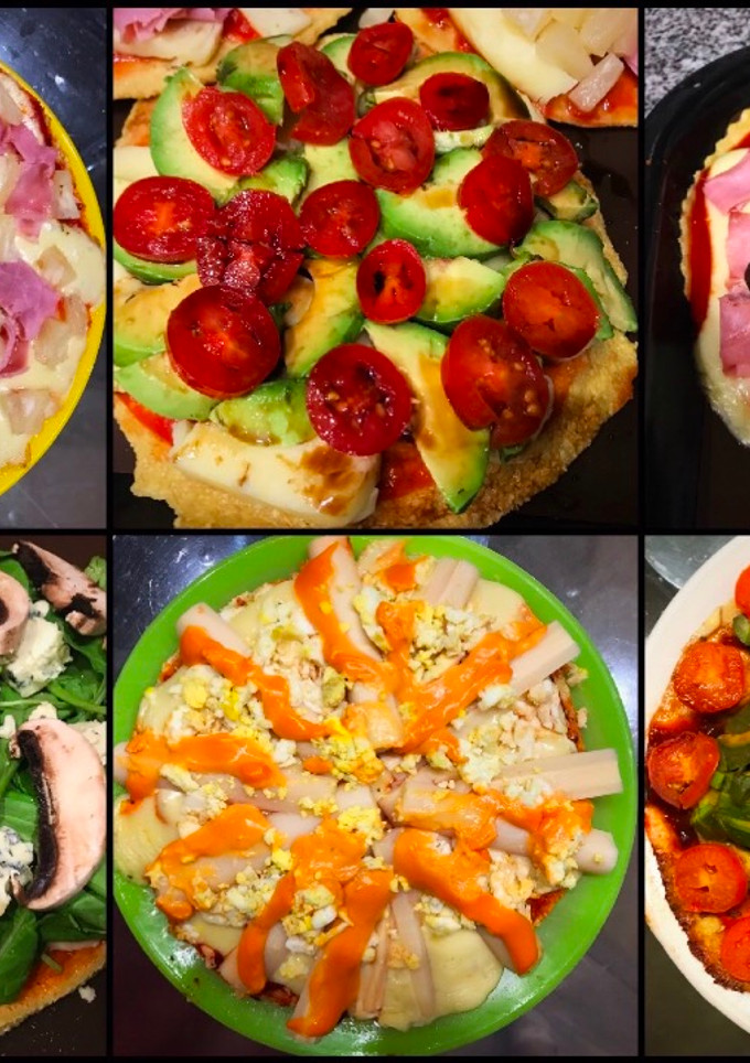 Una foto de Pizza de avena al microondas light! Masa de pizza, 6 opciones!
