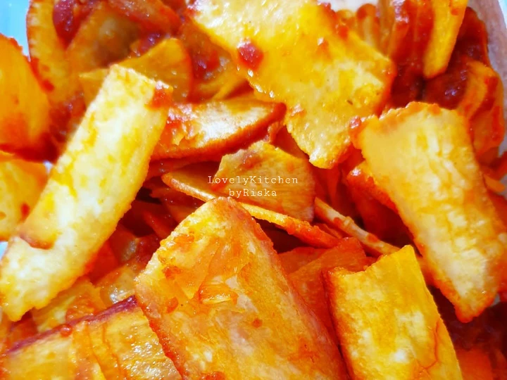 Cara Gampang Menyiapkan Resep Keripik Singkong Pedas (Sanjai Balado) yang  Bikin Ketagihan Anti Ribet, Uenak Banget