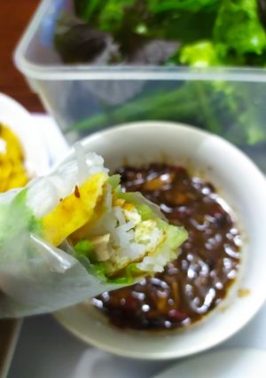 Hình của món Bún đậu mắm tôm kiểu cuộn.