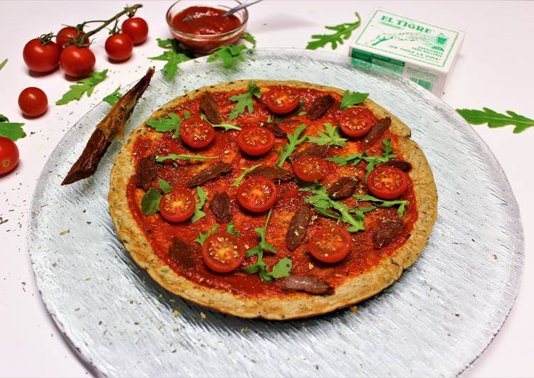 Pizza líquida de avena en sartén con Calabizo