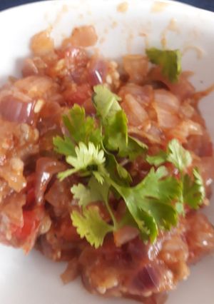 A picture of Brinjal ka bharta.