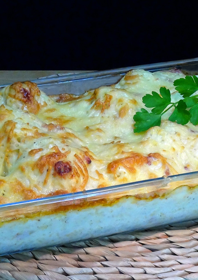 Una foto de Coliflor con bechamel gratinada al horno