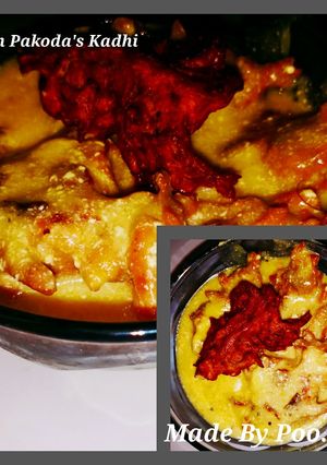 A picture of Besan pakoda kadhi.