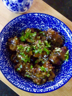A picture of Leftover rice manchurian.