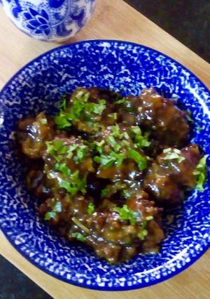 A picture of Leftover rice manchurian.