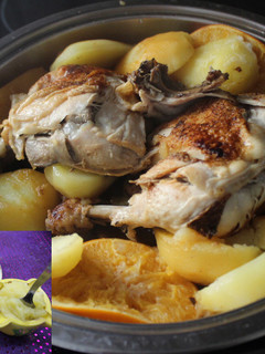 Una foto de Pollo a la naranja con patatas
