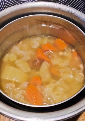 A picture of Papaya and White fungus Soup.