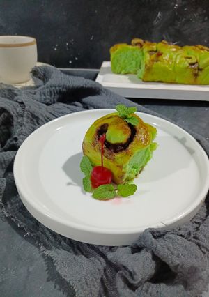 Foto resep Cinnamon Roll Pandan Tanpa Ulen (Minyak)