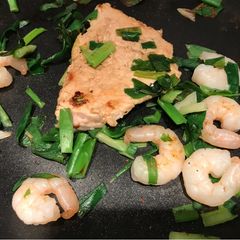 A picture of Fried pork and shrimp.