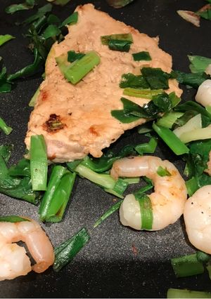 A picture of Fried pork and shrimp.