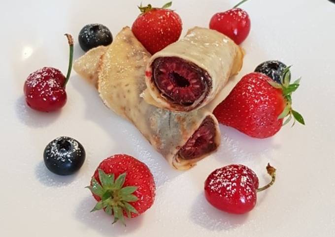 Crepes con lamponi e crema di nocciole