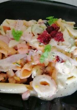 Una foto de Locura de macarrones y mariscos