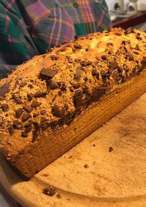 Una foto de Budín de banana, coco y chocolate
