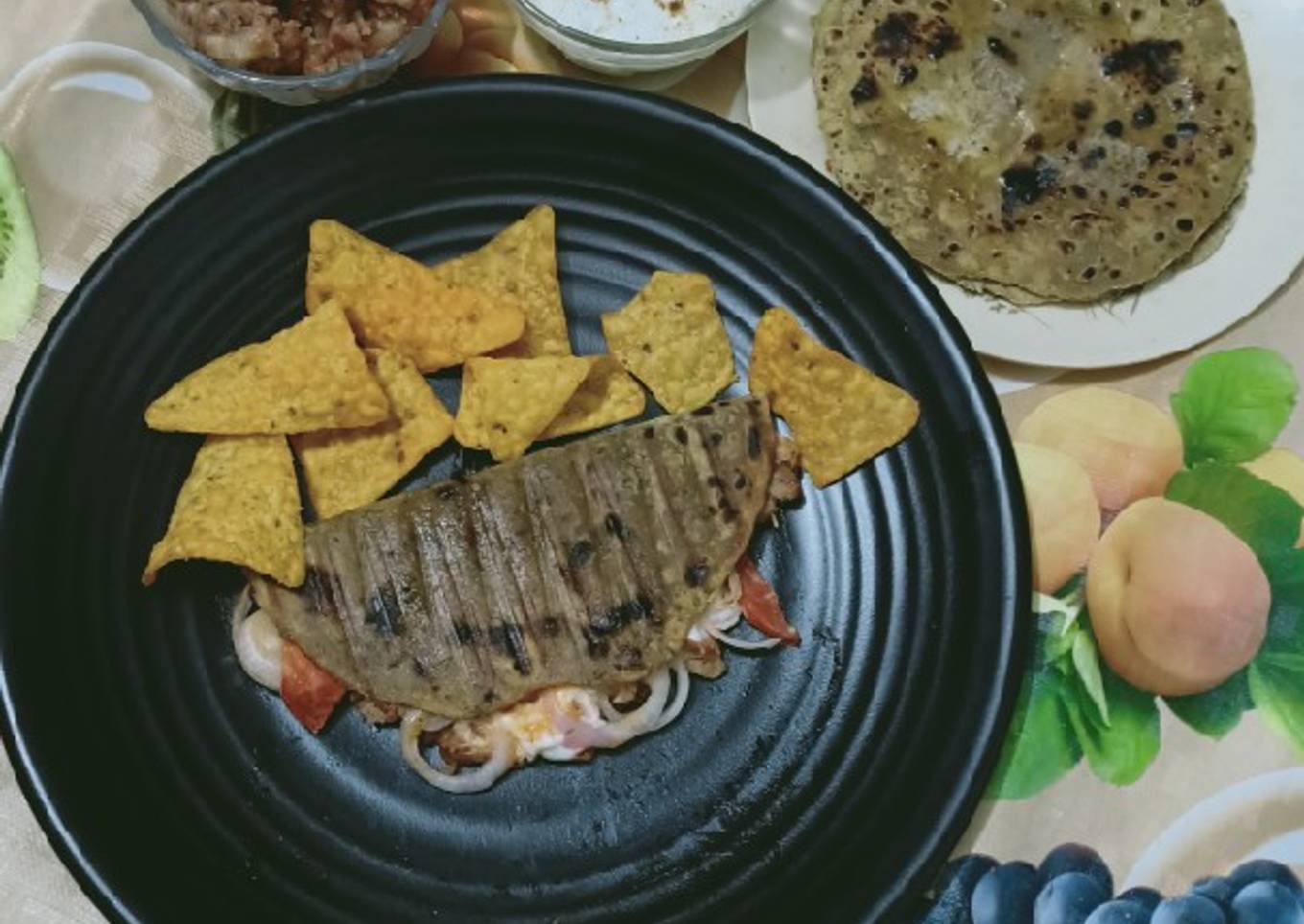 Leftover dal paratha and tacos with aloo chokha
