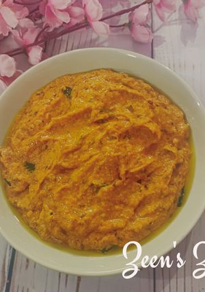 A picture of Kura Dosakaya Chutney or Andhra Budamkaya Chutney.