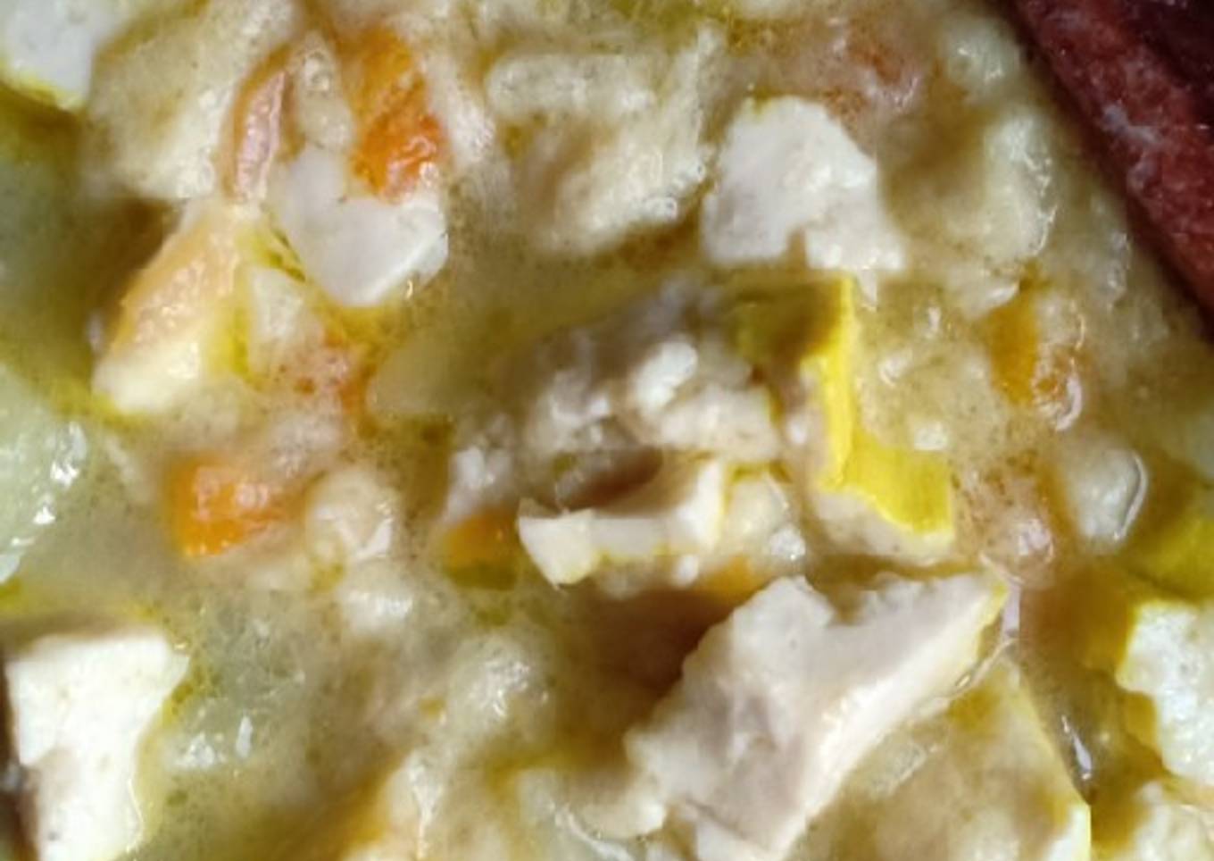 Mpasi 10 month (Soup ayam+wortel+tahu+kentang)