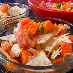 Sweet potato and chips chaat A picture of Sweet potato and chips chaat.
