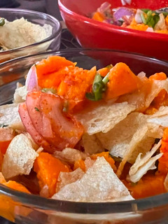 A picture of Sweet potato and chips chaat.