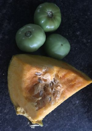 Una foto de Rabiolones de Auyama con nueces y amaretto en salsa de tomates verdes