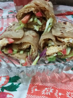 A picture of Egg paratha roll.