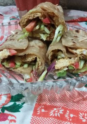 A picture of Egg paratha roll.