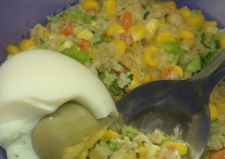 Langkah Mudah untuk Menyiapkan Bubur oatmeal ayam sayur, Bikin Ngiler