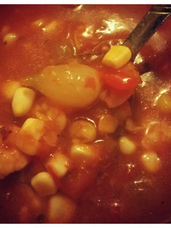 A picture of Spicy Shrimp and Corn Soup.