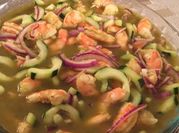 Una foto de aguachile de camaron estilo sinaloa