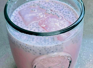 A picture of Rose Milk with Gond Katira and Sabja Seeds.