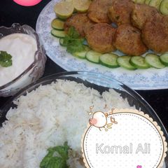 A picture of Shami kabab wid simple rice.
