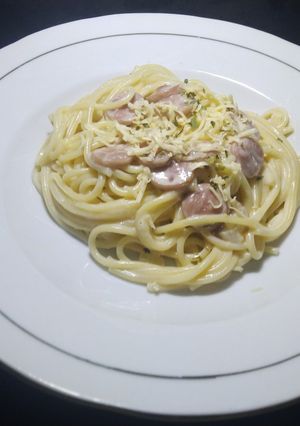 Foto resep 37. Spaghetti Carbonara (simple, eggless)