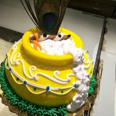 A picture of Janmashtami matak cake.