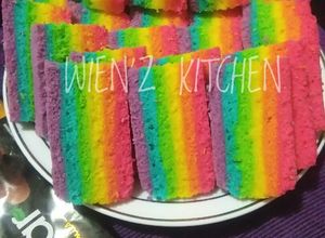 Foto resep Steam rainbow cake 2 telur
