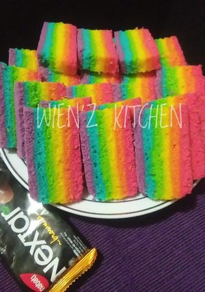 Foto resep Steam rainbow cake 2 telur