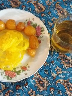 عکسی از دستور زولبیا بامیه و دمنوش زنجبیل