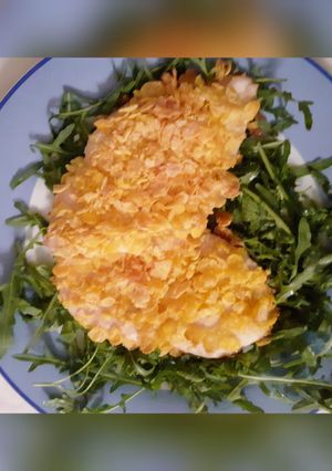 A picture of Turkey Cutlets with Cornflakes.