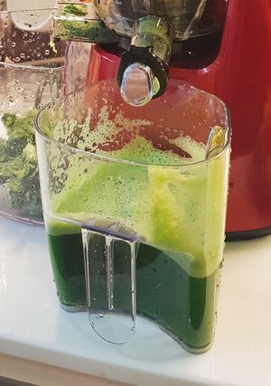 รูปของ น้ำผักปั่น Cold pressed สูตร Detox Green Juice จากหนังสือสูตร
