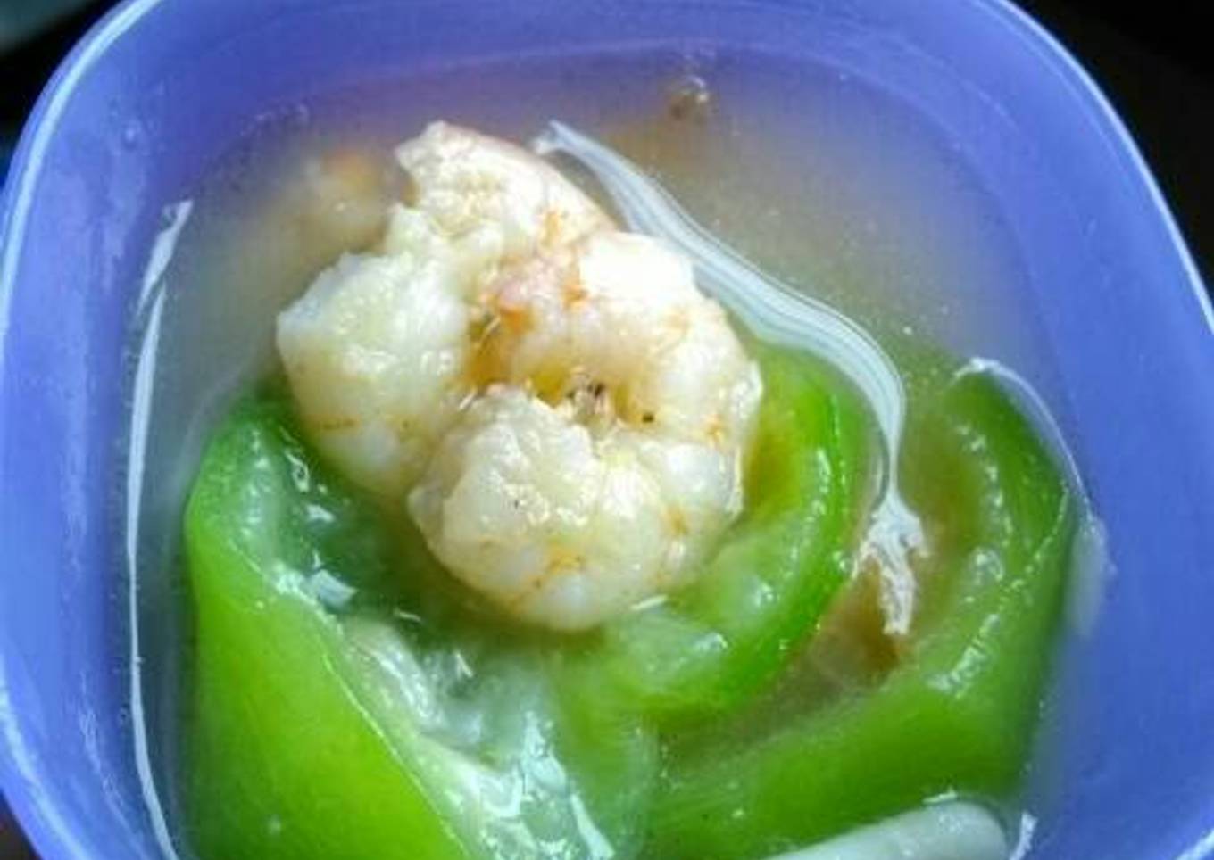 Sayur bening oyong (gambas) udang bumbu tunggal
