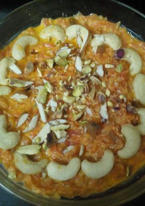 A picture of Gajar custard pudding.