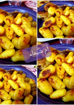 صورة لوصفة بطاطا مع افخاض دجاج في الفرن