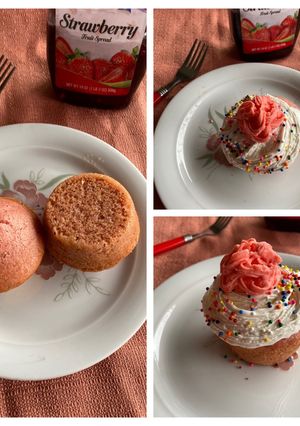 A picture of Flax Seed Strawberry Cupcake (eggless).