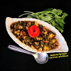 A picture of Green Amaranth Mix Vegetable Sabzi.