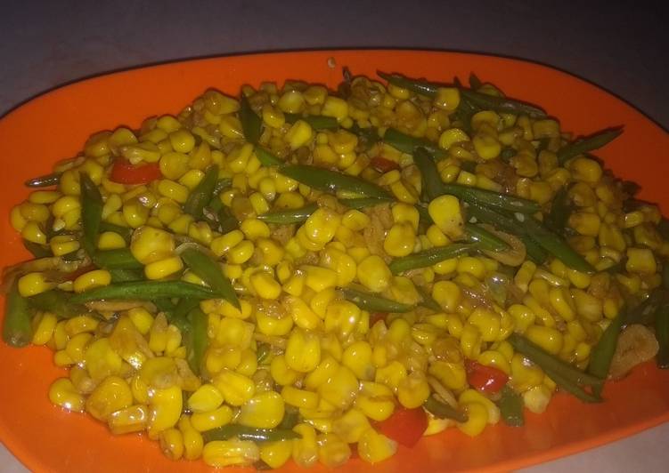 Bagaimana Menyiapkan Tumis jagung manis buncis yang Menggugah Selera